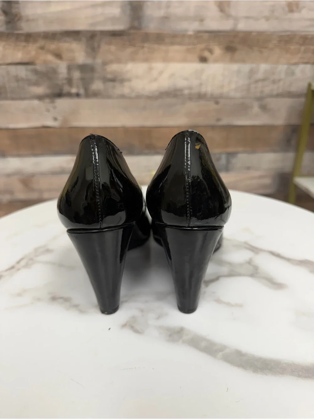Kate Spade black leather wedge pump 7.5